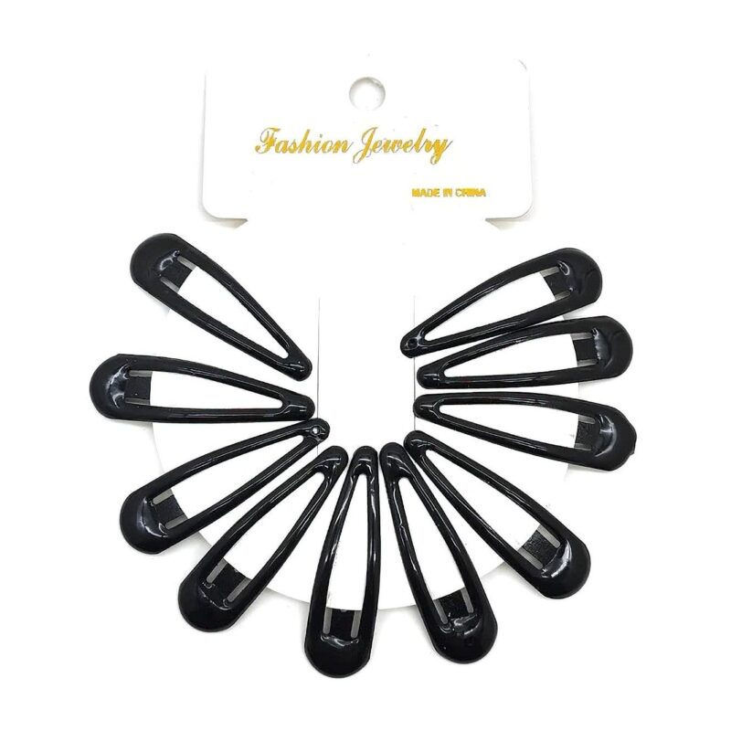 12pk Black Snap Hair Clips Metal Barrettes Classic No Slip Hair Pins Women Kids