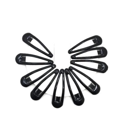 12pk Black Snap Hair Clips Metal Barrettes Classic No Slip Hair Pins Women Kids