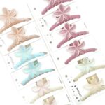H1603 12pk Matte Plumeria Flower Hair Claw Clips Pastel Frangipani Floral Jaw Clips