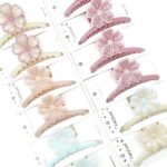 12pk Blossom Flower Hair Claw Clips Layered Floral Jaw Clips Spring Hair