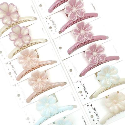 12pk Blossom Flower Hair Claw Clips Layered Floral Jaw Clips Spring Hair