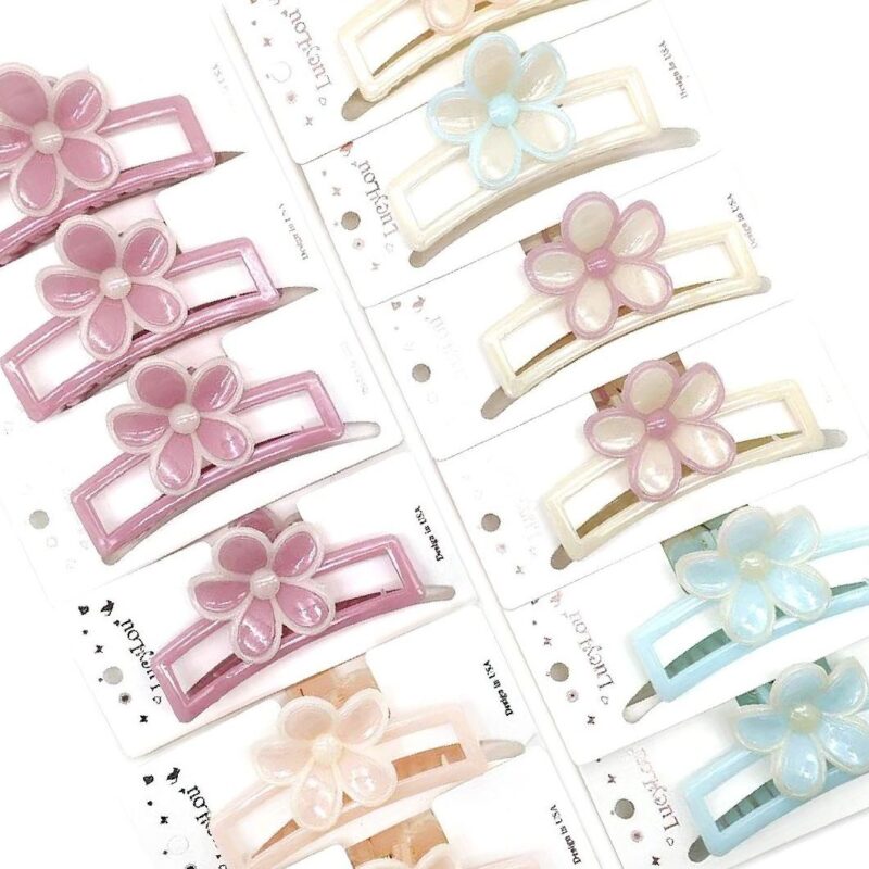 12pk Plumeria Flower Open Frame Hair Claw Clips Pastel Frangipani Floral Jaw