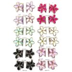 12pk Plumeria Flower Hair Clips Gold Outline Frangipani Floral Barrettes Women
