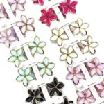 12pk Plumeria Flower Hair Clips Gold Outline Frangipani Floral Barrettes Women