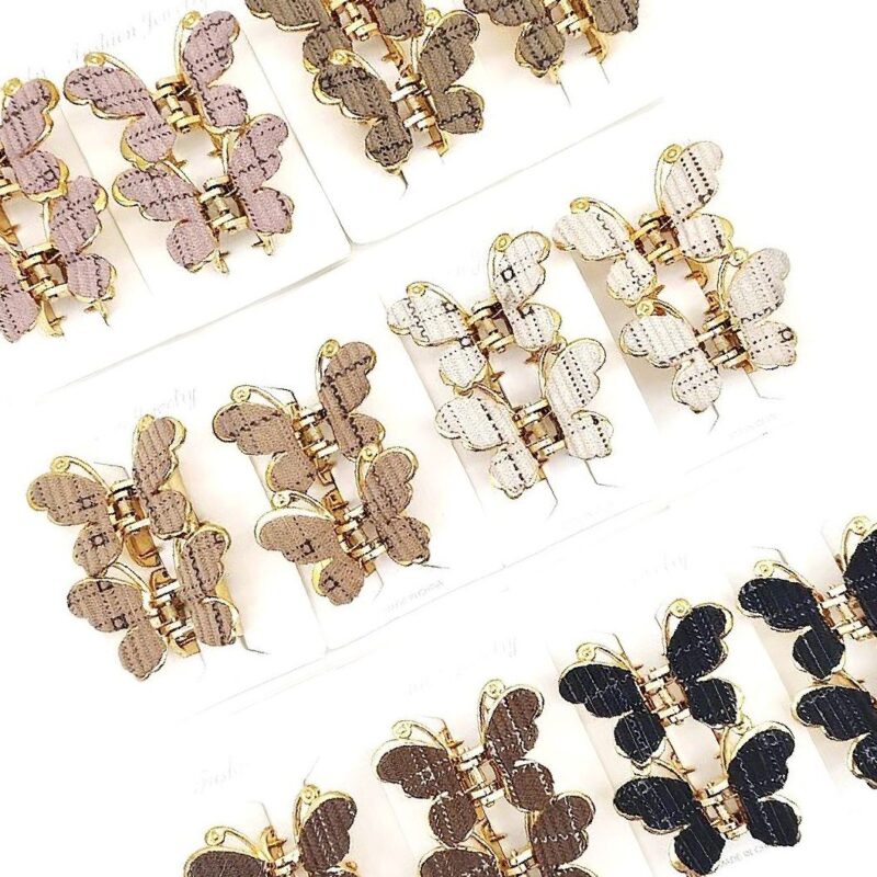 12pk Butterfly Hair Claw Clips Metal Style Gold Edge Jaw Clips Elegant Hair