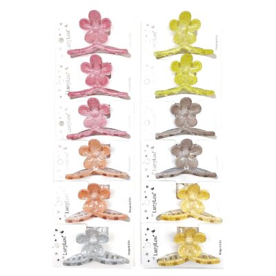 12pk Glitter Flower Hair Claw Clips Sparkle Floral Jaw Clips Colorful Hair