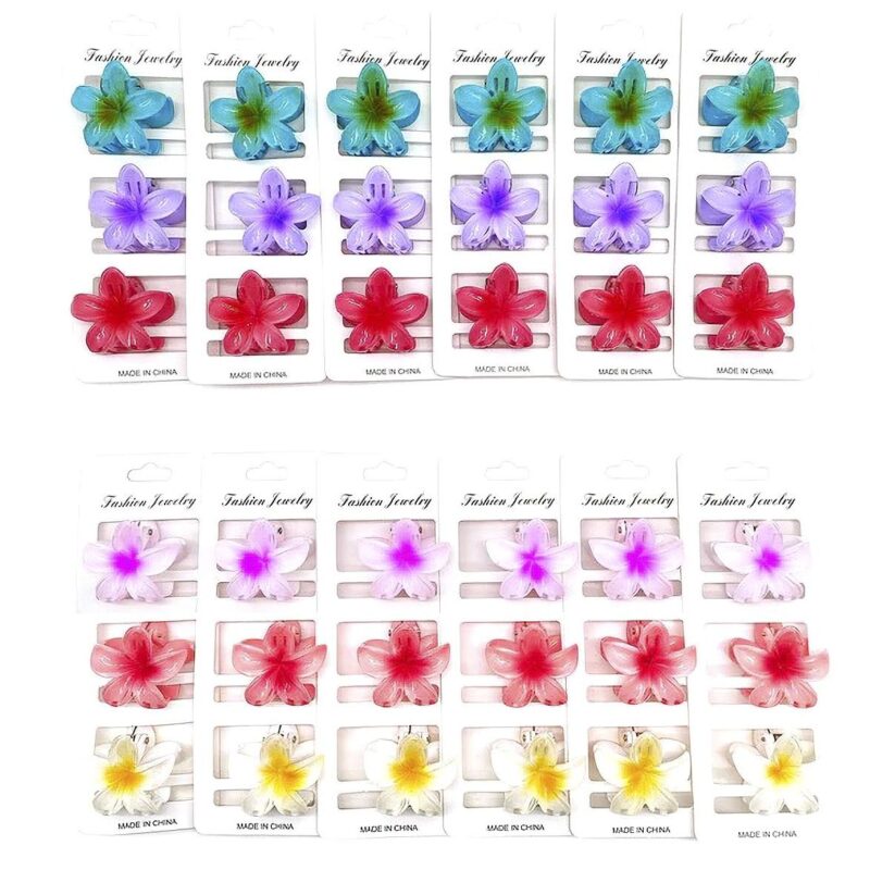 12pk Mini Plumeria Flower Snap Hair Clips 36pk Frangipani Small Barrettes Kids