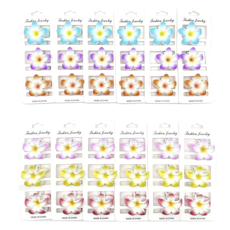 12pk Mini Plumeria Flower Snap Hair Clips 36pk Frangipani Small Barrettes Kids