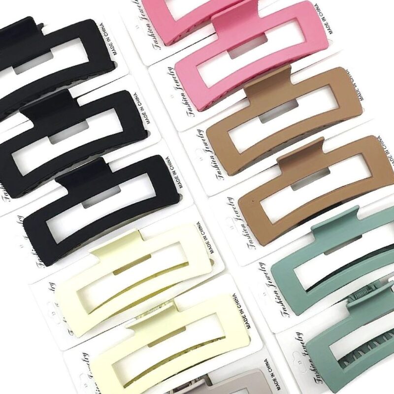 12pk Open Rectangle Hair Claw Clips Matte Minimalist Hollow Jaw Clips Women Hair
