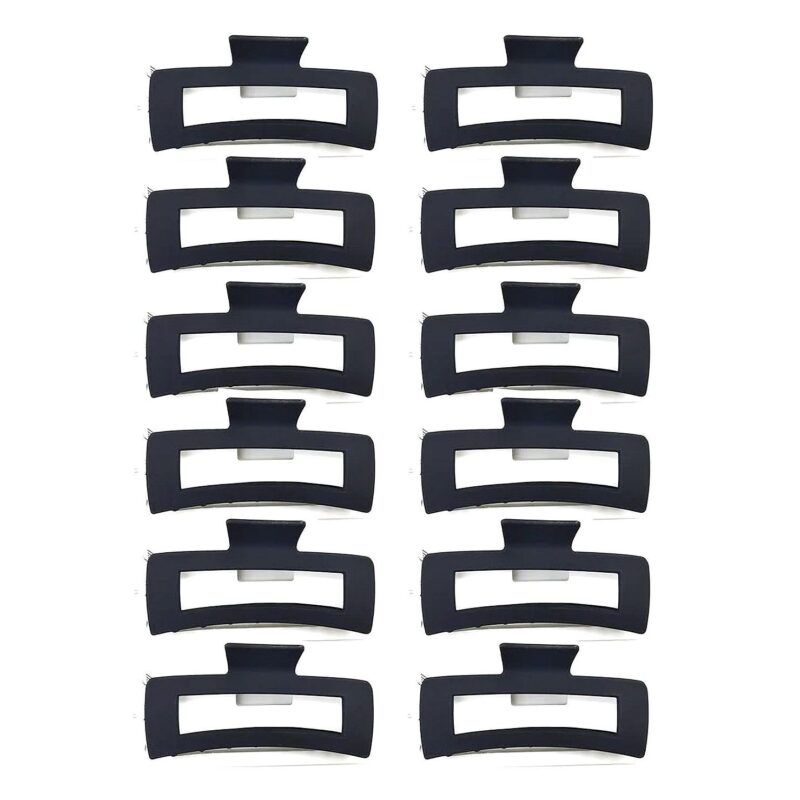 12pk Black Matte Hair Claw Clips Minimalist Strong Hold Jaw Clips Everyday Hair