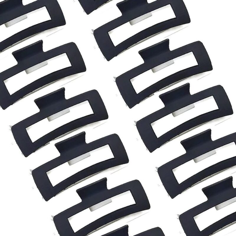12pk Black Matte Hair Claw Clips Minimalist Strong Hold Jaw Clips Everyday Hair