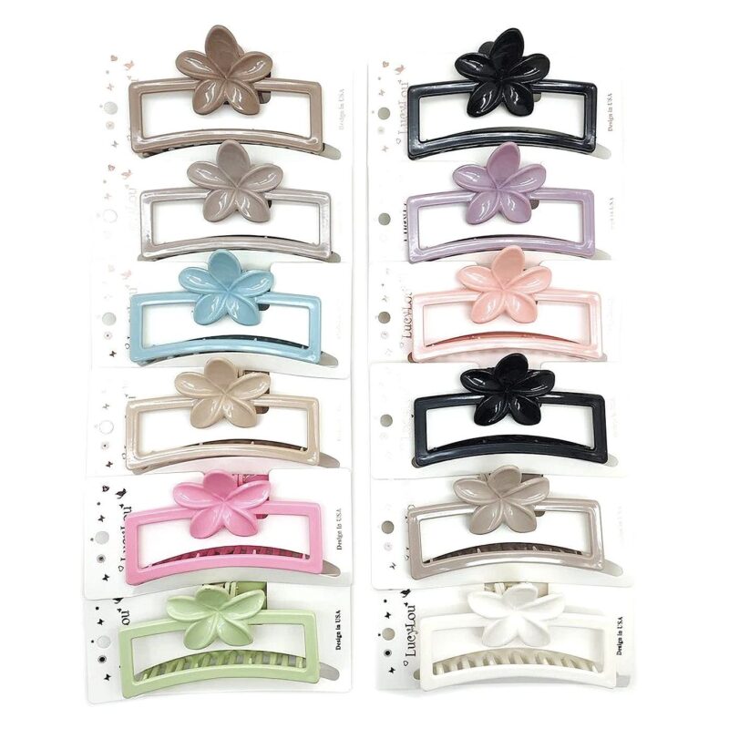 12pk Flower Open Frame Hair Claw Clips Floral Minimalist Jaw Clips Women Hair