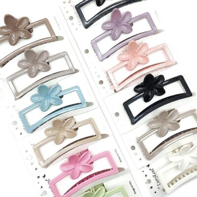 12pk Flower Open Frame Hair Claw Clips Floral Minimalist Jaw Clips Women Hair