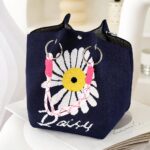 Daisy Knitted Mini Tote Bag – Floral Knit Handbag, Cute Small Summer Purse