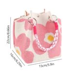 Pink Flower Knitted Mini Tote Bag – Cute Floral Knit Handbag, Small Summer Tote