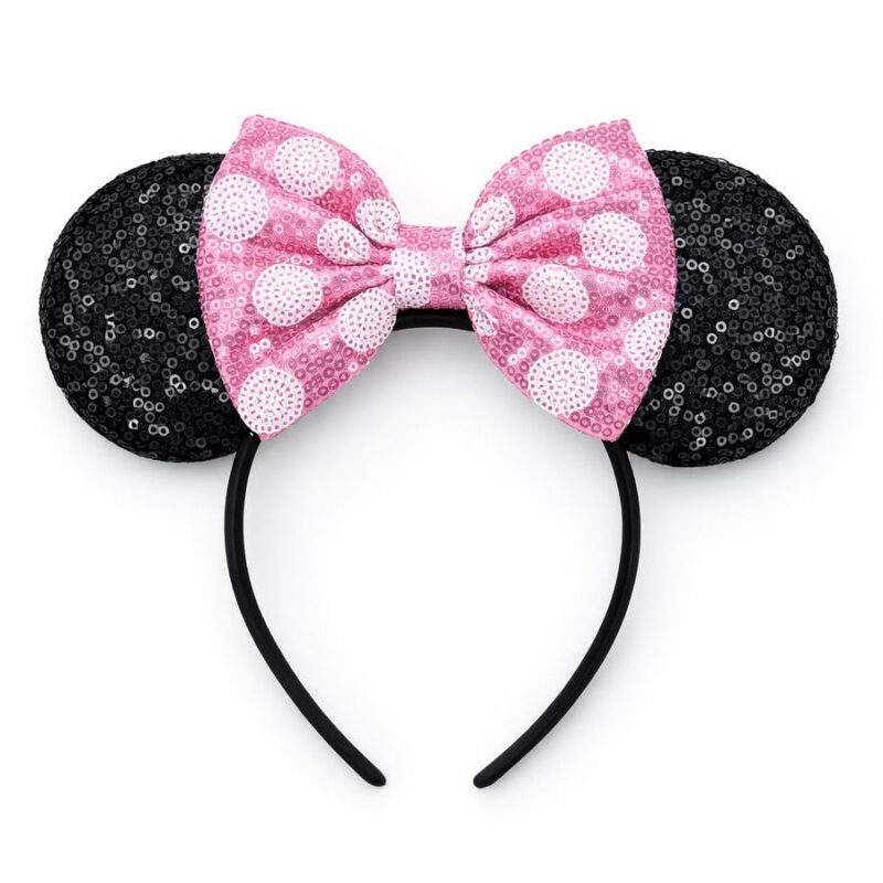 Polka Dot Mouse Ear Sequin Bow Mouse Ears Theme Park Headband Minnie