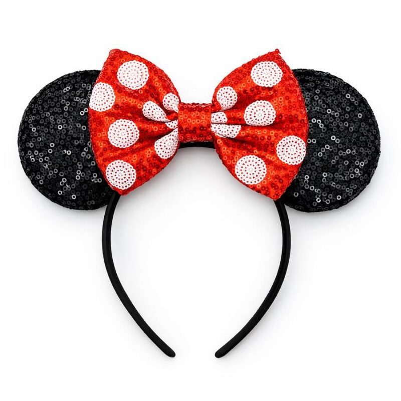 Polka Dot Mouse Ear Sequin Bow Mouse Ears Theme Park Headband Minnie